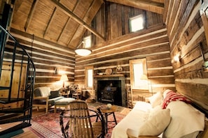 Living space w woodburning stove