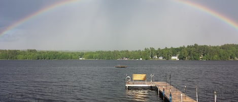 50ft dock with float. Great swimming and fishing. Rainbow not guaranteed! :)