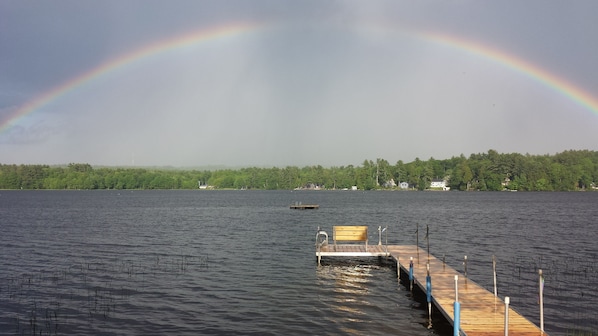 50ft dock with float.  Great swimming and fishing.  Rainbow not guaranteed!  :)