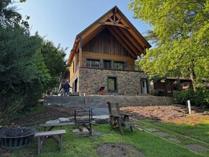 Lake side from dock.  Landscaping underway. 
