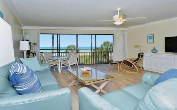 Living Area with Full Beach View!