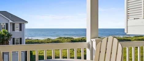 furnished shaded deck with unobstructed ocean views