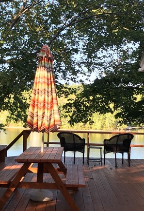 Large deck overlooking water