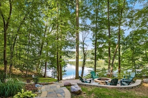 Stunning lake views and firepit!