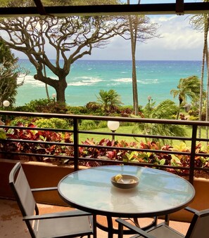 In whale season, the lanai is one of the best places to enjoy the show.