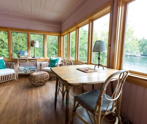Enclosed lakeside porch