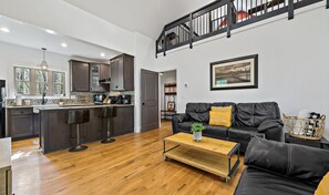 Living area showing upper loft