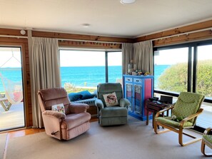 Enjoy beach views from inside 
