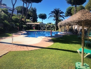 Pool area and Josephine's snack bar. 