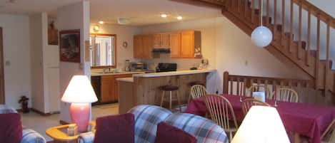 Ground level combination living/dining/kitchen living area