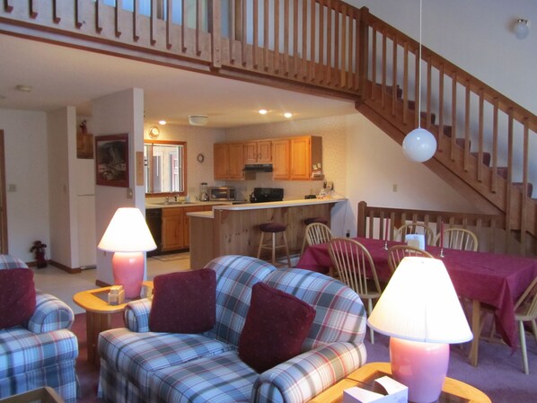 Ground level combination living/dining/kitchen living area 