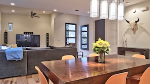 Dining area opens to living area