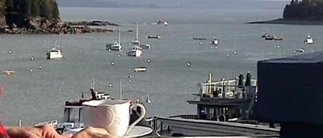 Ahhhhh, coffee on the deck. Join us on the Bar Harbor Waterfront!