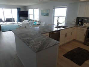 Kitchen with full beach view