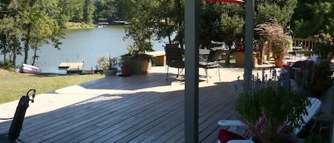 Front deck-amazing lake view.  Fully shaded by dinner time.