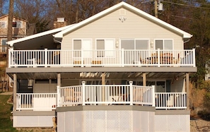 View of upper and lower decks from the Lake