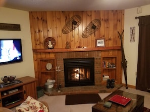 Wood burning fireplace. Firewood is provided.