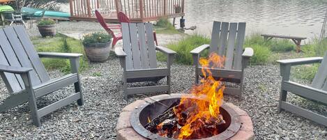 A fire-pit next to our beautiful Lake Carobeth