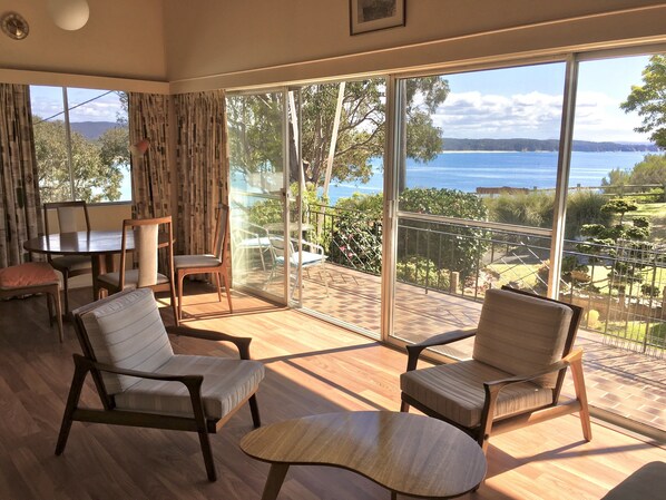 Lounge with coastal view