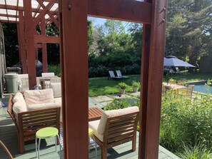 Outdoor deck furniture, off the living room sliding doors