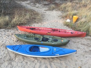 3 Kayaks -  2 Person -  1 Person 
1 Person Fishing Kayak.
All With Dollies.