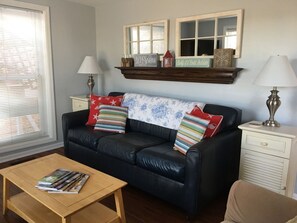 Queen sofa bed accommodates two guests
