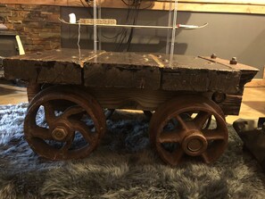 Antique mining cart now a perfect coffee table!