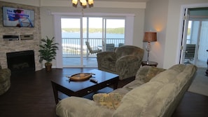 Living room with view of the main channel on the 5th floor.