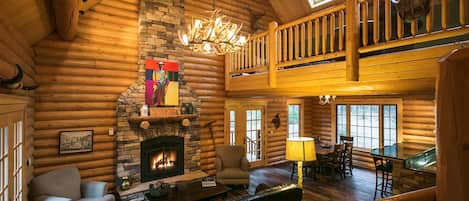 Main living room with vaulted ceiling