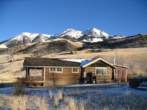 Cabin with a dusting of snow