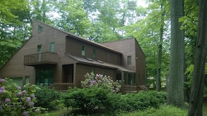 Exterior of home in wooded setting