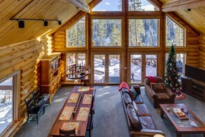 View of The Great Room from the 3rd floor loft.