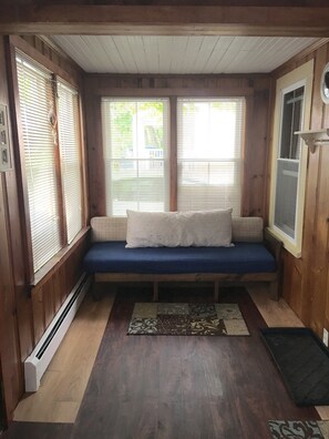 Seating to use while putting on your hiking boots or hang out. 