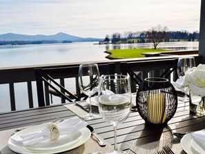 Deck dining area is perfect, no matter what time of year.