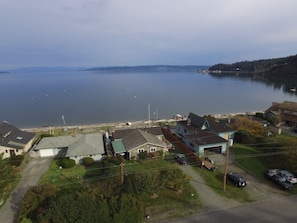 View of the Cabin via the street side from the Drone at 300 feet