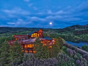 Moonrise at Timber Moose Lodge, the largest private log cabin in America
