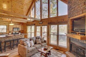Living Room | Central A/C & Heat | Free WiFi | 2-Story Cabin