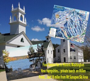 Historic town center... private lake frontage and only 18 miles from Mt Sunapee.