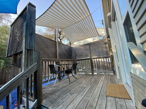 Upper deck with bistro set.