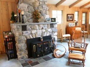 Fireplace with wood stove