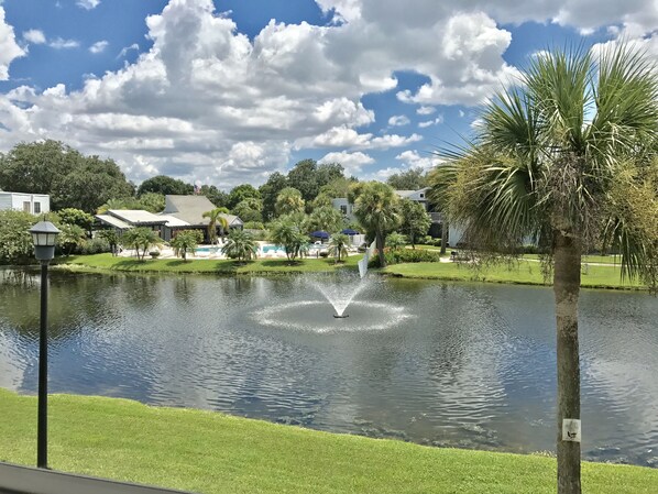 Lake/fountain/pool view from master bedroom 2nd floor window window