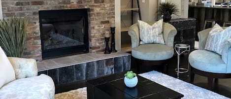 Gas fireplace in cozy living room