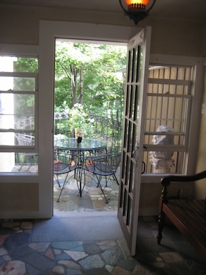 Entry way and stone patio