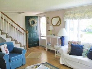 Our large, bright living room is a great gathering place. 