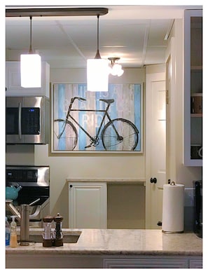 Fully Stocked kitchen. range, Microwave, Dishwasher, 36" refrigerator, & pantry