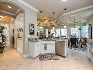 Modern kitchen with bar area