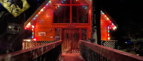 Our cabin at night