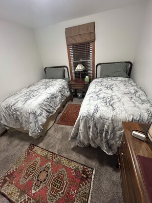 Second bedroom with two twin beds.