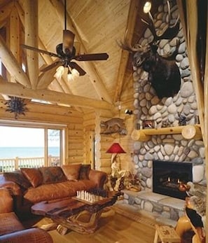 Living room with a view of Lake Michigan