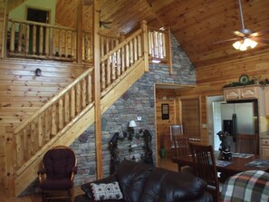 Loft and dining area view from living room